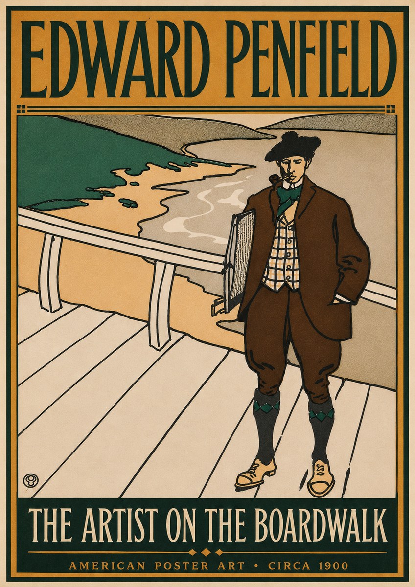 Edward Penfield The Artist on the Boardwalk No6 - Plakát