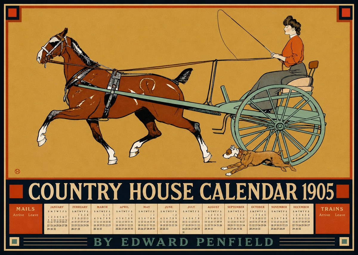 Edward Penfield Country House Calendar 1905 No4 - Plakát