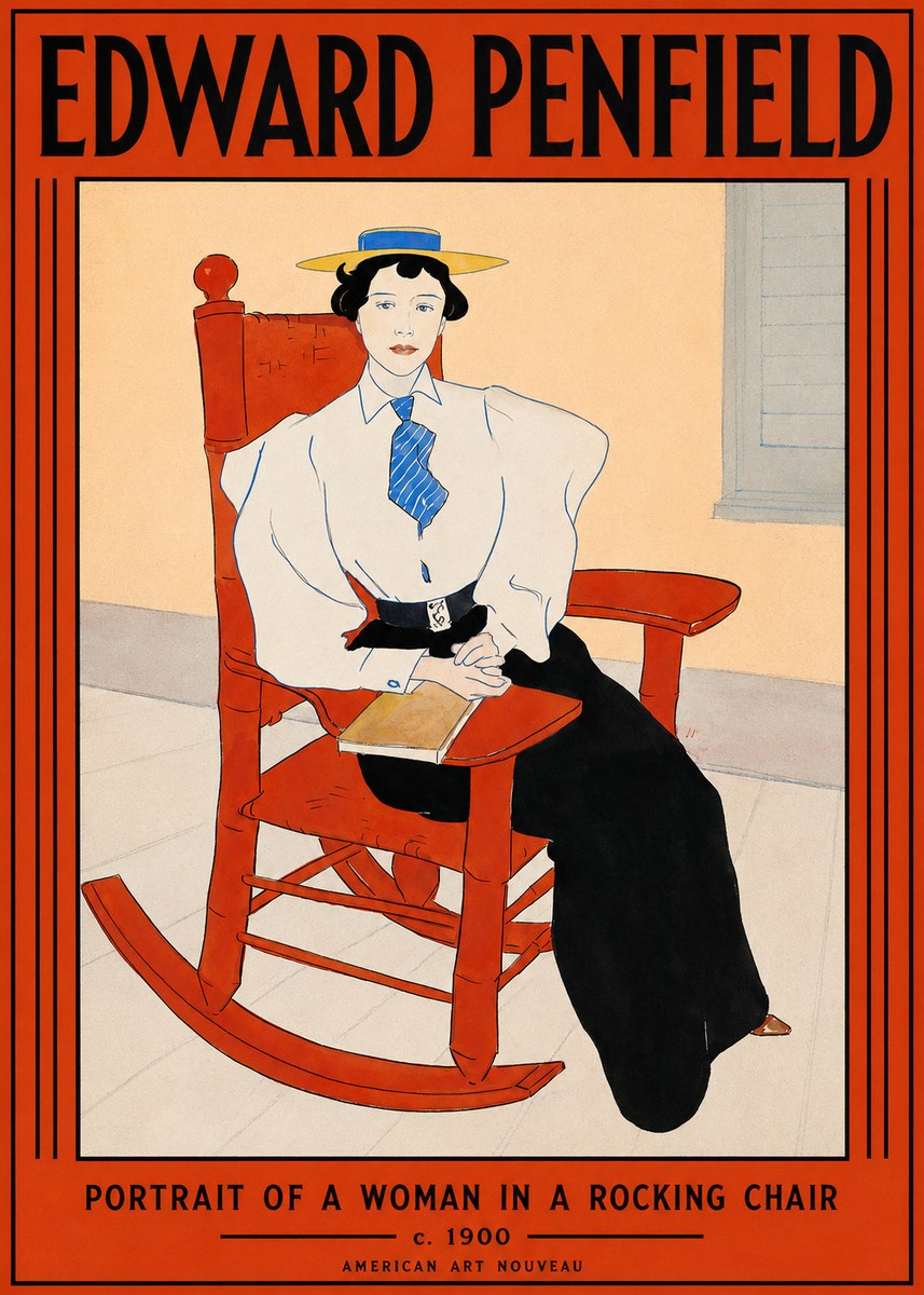 Edward Penfield Portrait of a Woman in a Rocking Chair No2 - Plakát