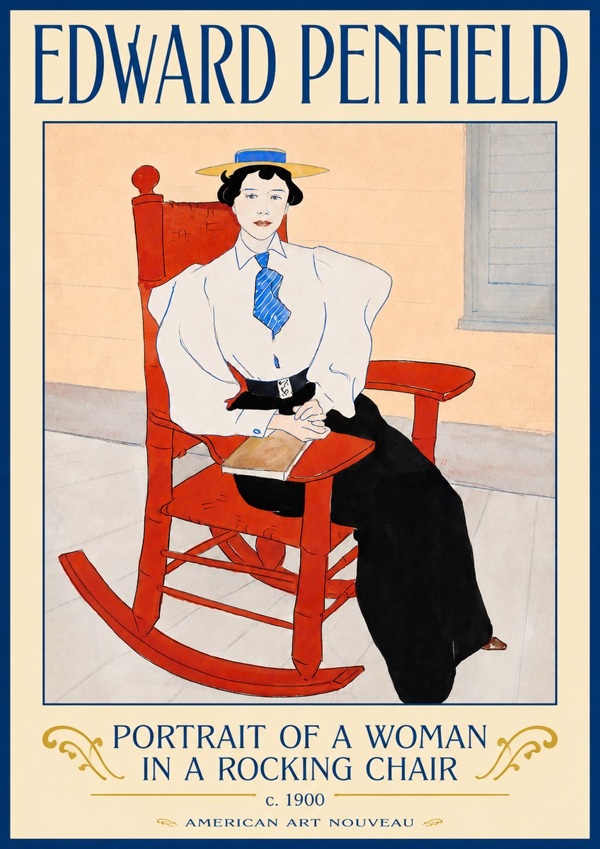 Edward Penfield Portrait of a Woman in a Rocking Chair No3 - Plakát