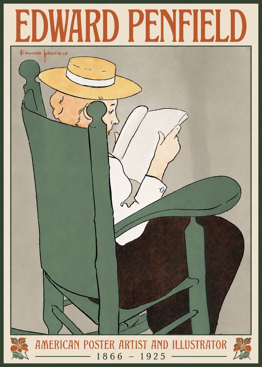 Edward Penfield Reading Woman in a Rocking Chair No5 - Plakát