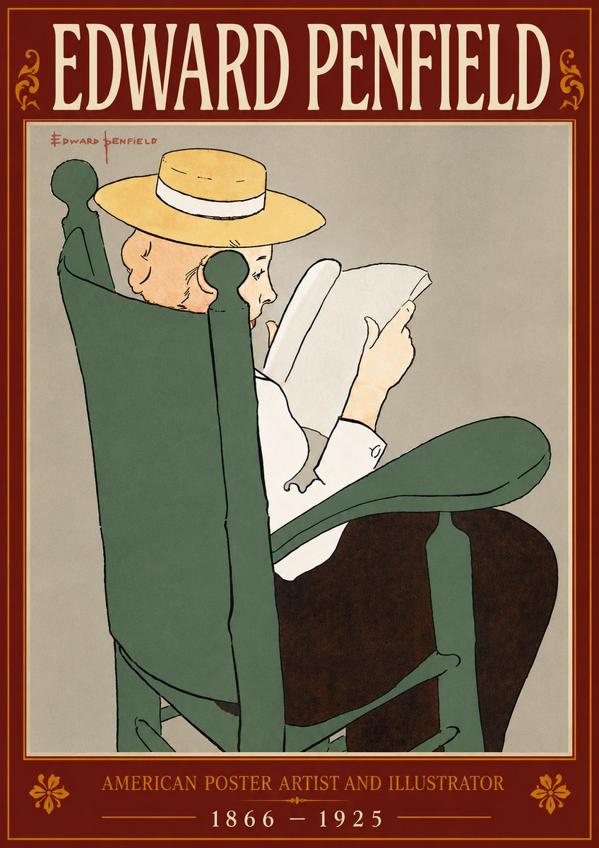 Edward Penfield Reading Woman in a Rocking Chair No6 - Plakát