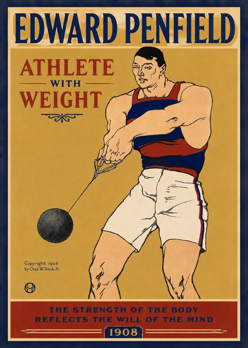 Edward Penfield Athlete with Weight No3 - Plakát