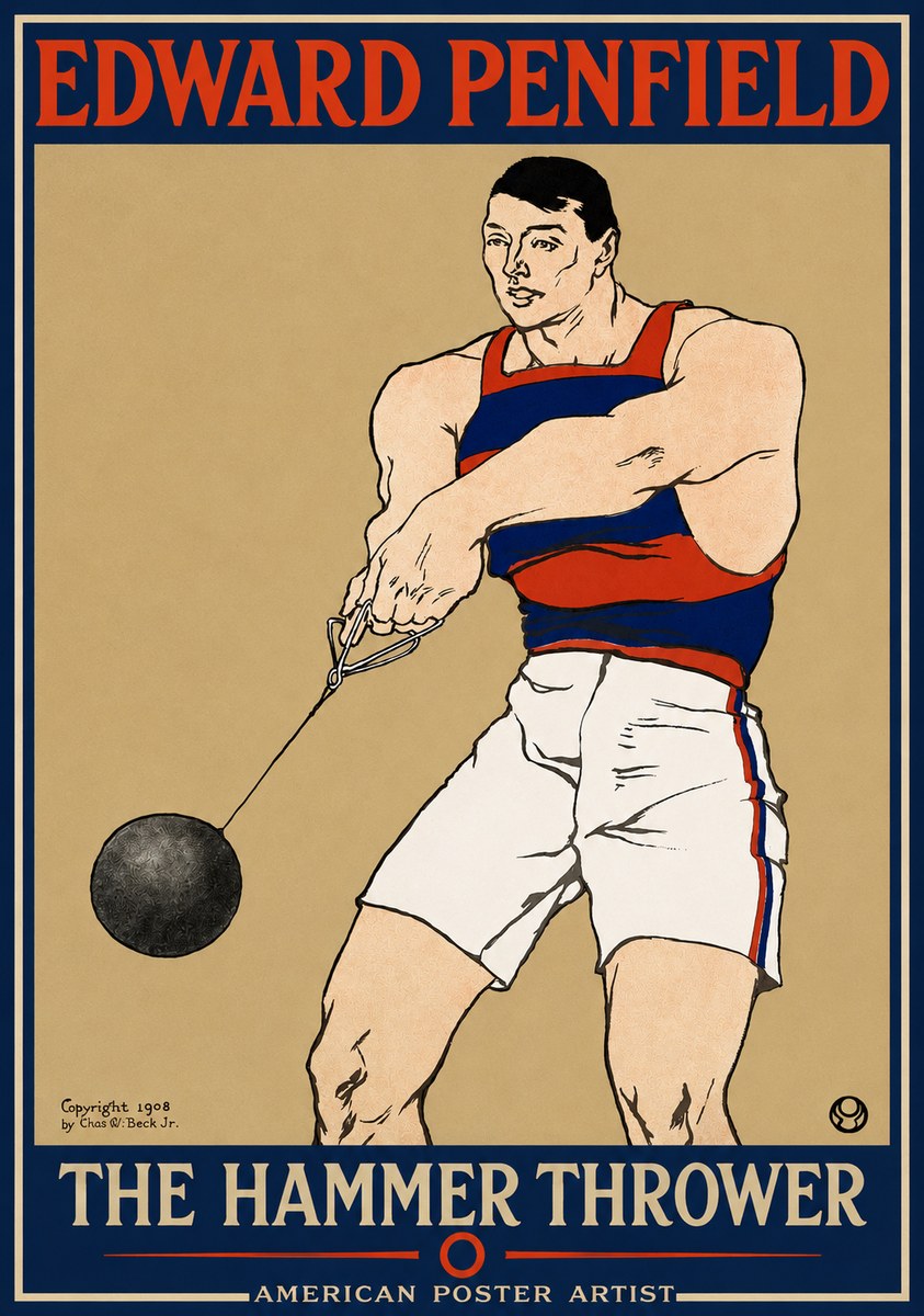 Edward Penfield Athlete with Weight No5 - Plakát