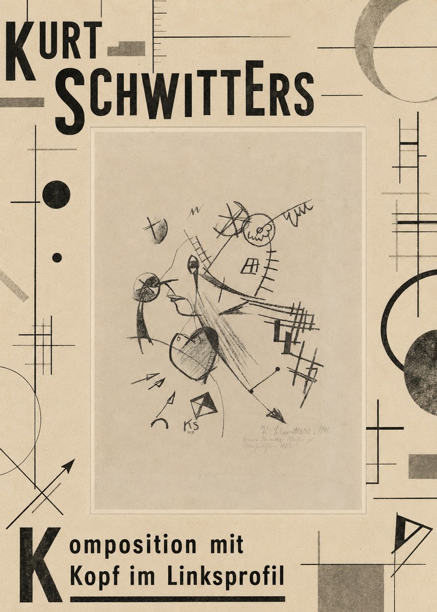 Kurt Schwitters Komposition Mit Kopf Im Linksprofil No6 - Plakát