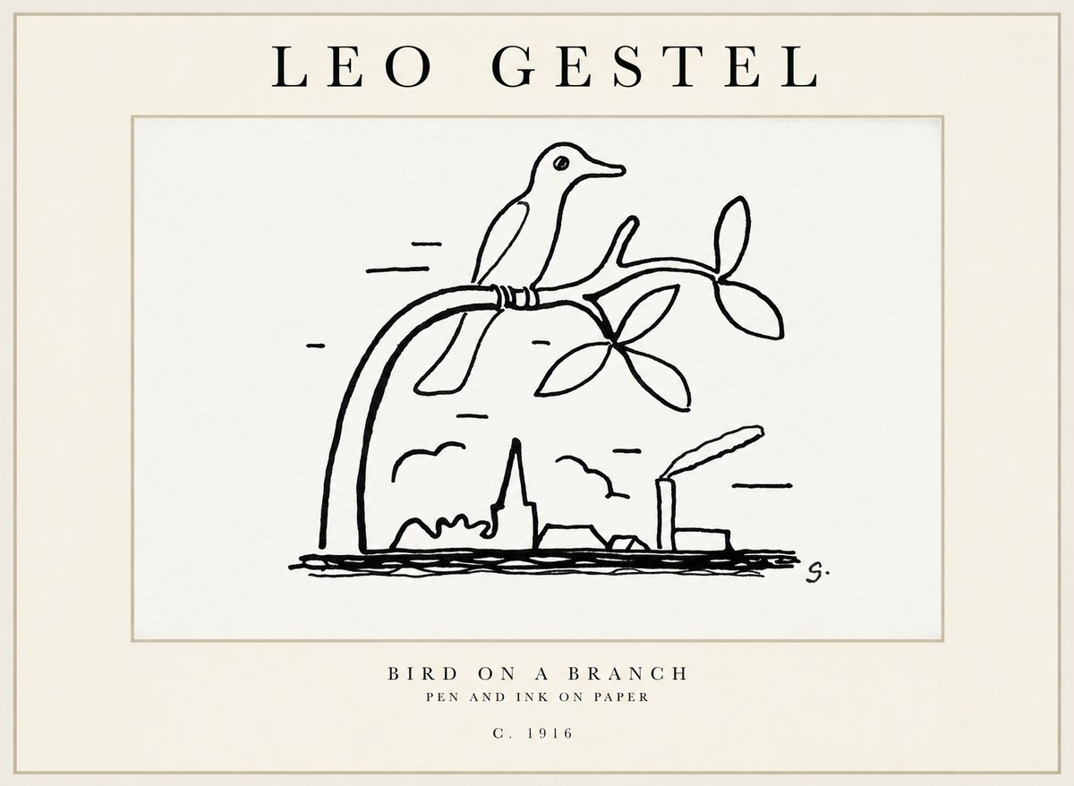 Leo Gestel Bird on a Branch No2 - Plakát