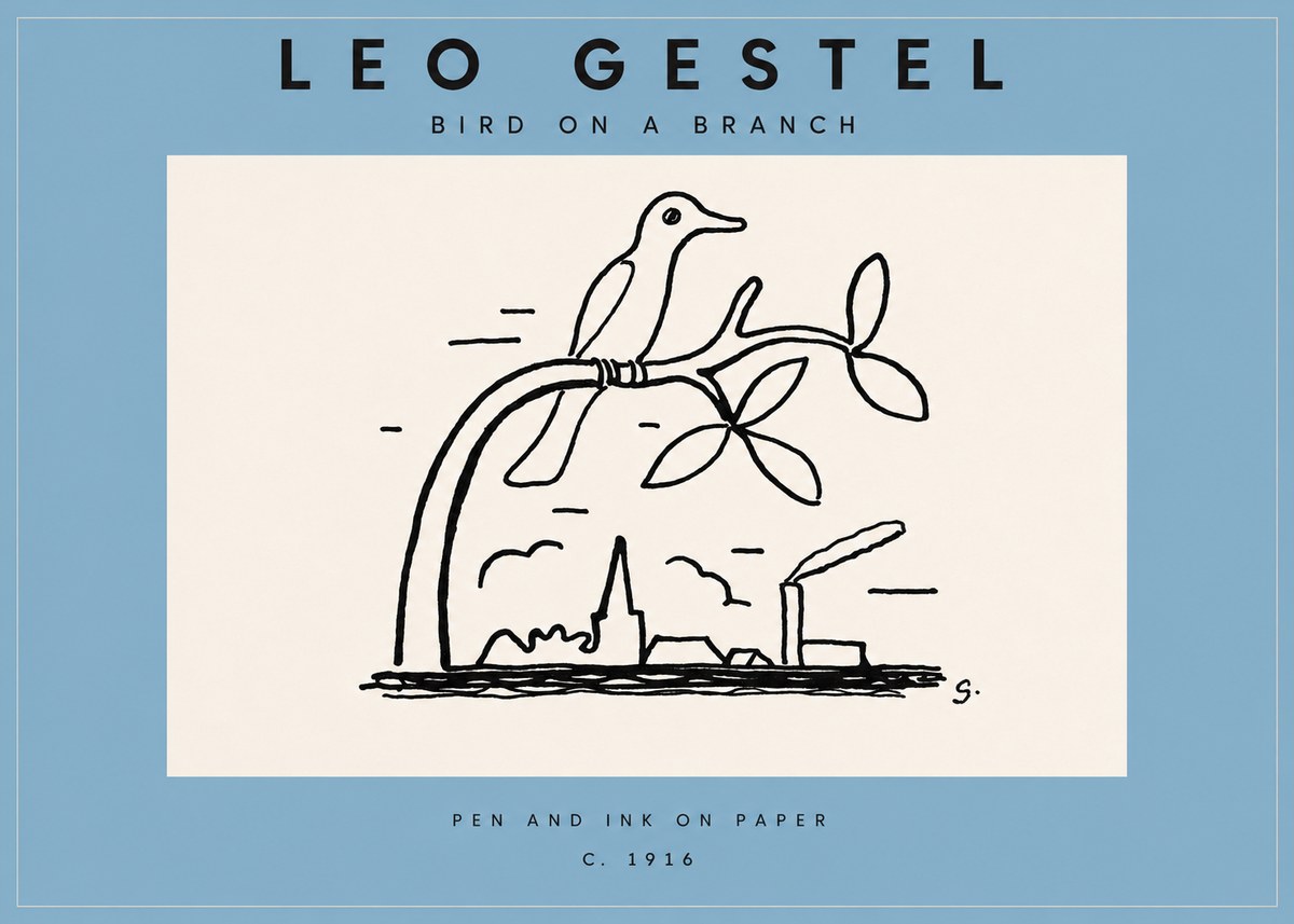 Leo Gestel Bird on a Branch No3 - Plakát