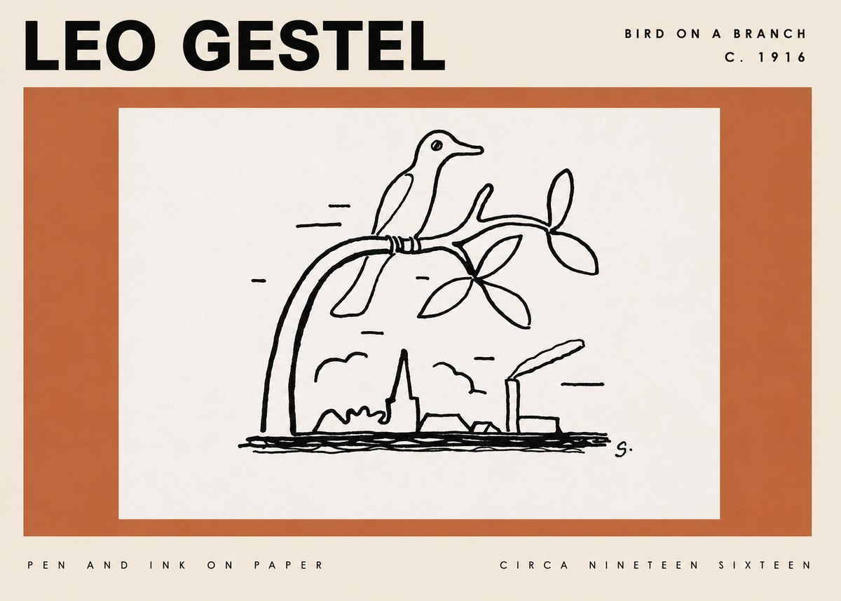 Leo Gestel Bird on a Branch No4 - Plakát
