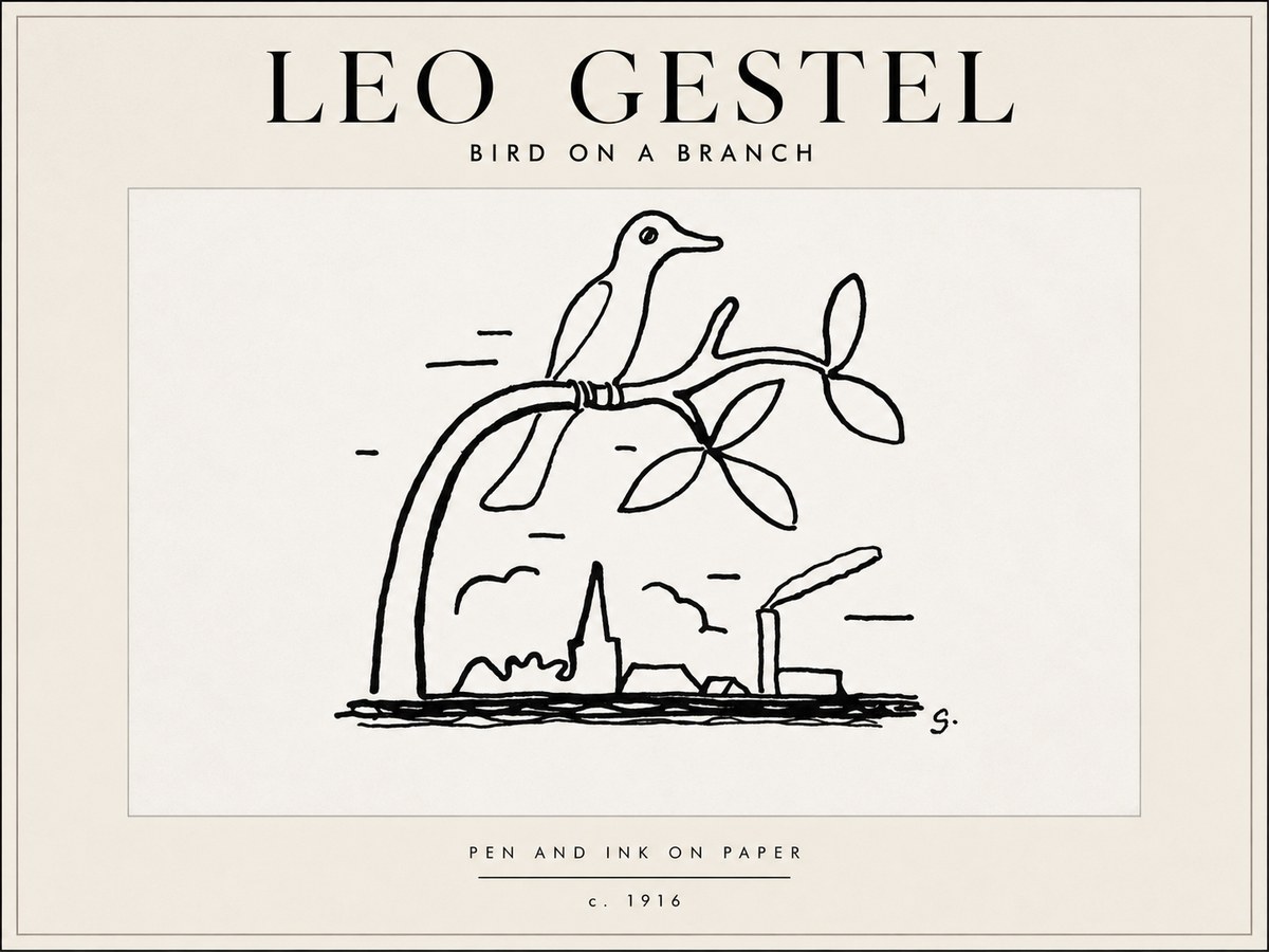 Leo Gestel Bird on a Branch No5 - Plakát