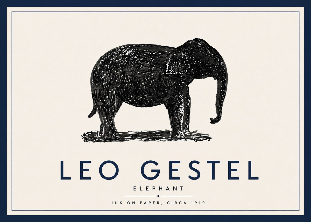 Leo Gestel Elephant No5 - Plakát