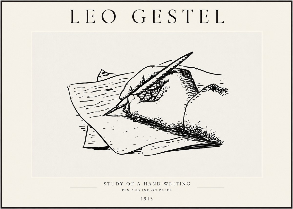 Leo Gestel Study of a Hand Writing No1 - Plakát
