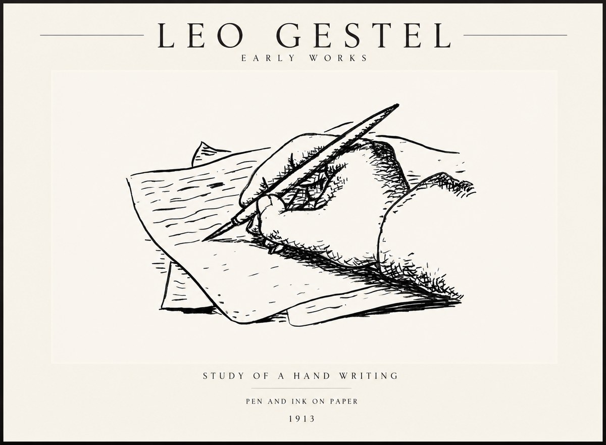 Leo Gestel Study of a Hand Writing No3 - Plakát