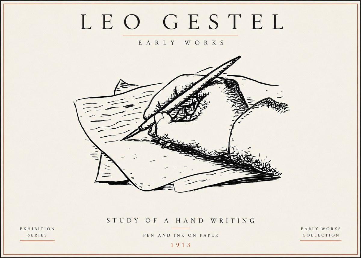 Leo Gestel Study of a Hand Writing No5 - Plakát