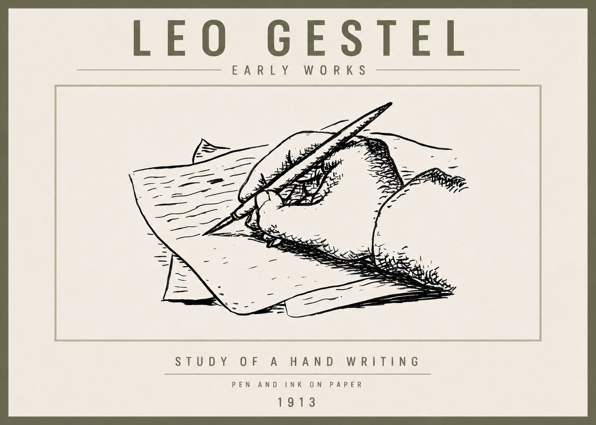 Leo Gestel Study of a Hand Writing No6 - Plakát