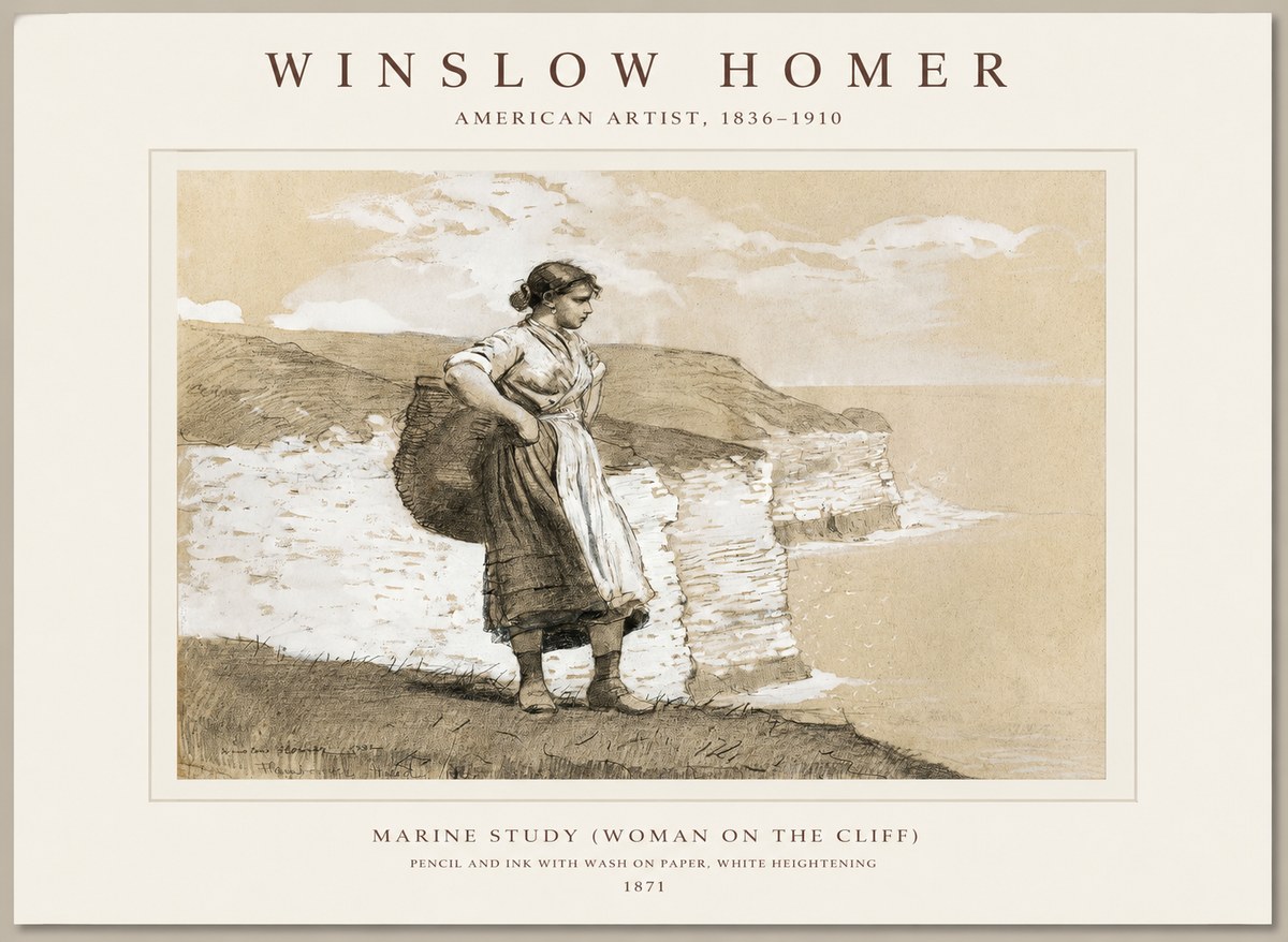 Winslow Homer Marine Study (Woman on the Cliff) No1 - Plakát