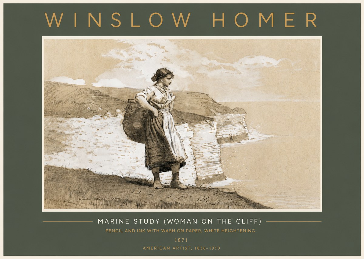 Winslow Homer Marine Study (Woman on the Cliff) No4 - Plakát