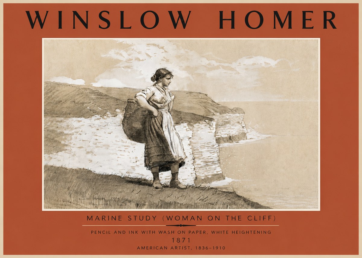 Winslow Homer Marine Study (Woman on the Cliff) No5 - Plakát