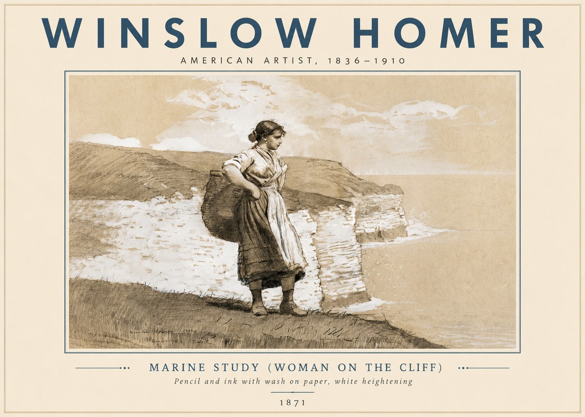 Winslow Homer Marine Study (Woman on the Cliff) No6 - Plakát