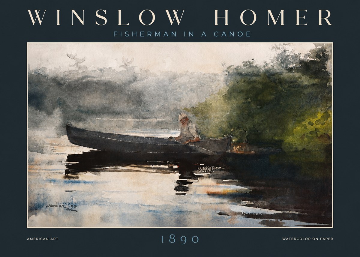 Winslow Homer Fisherman in a Canoe No2 - Plakát