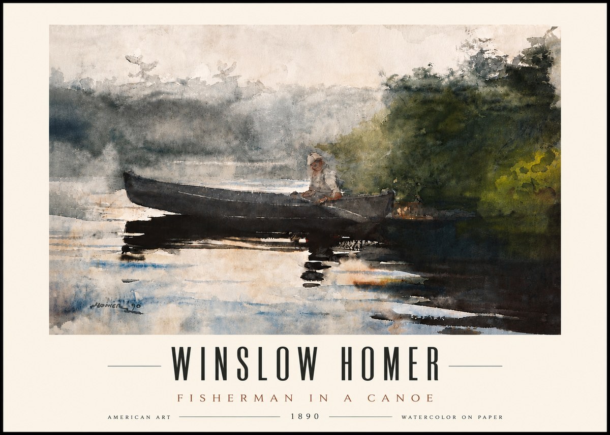 Winslow Homer Fisherman in a Canoe No5 - Plakát