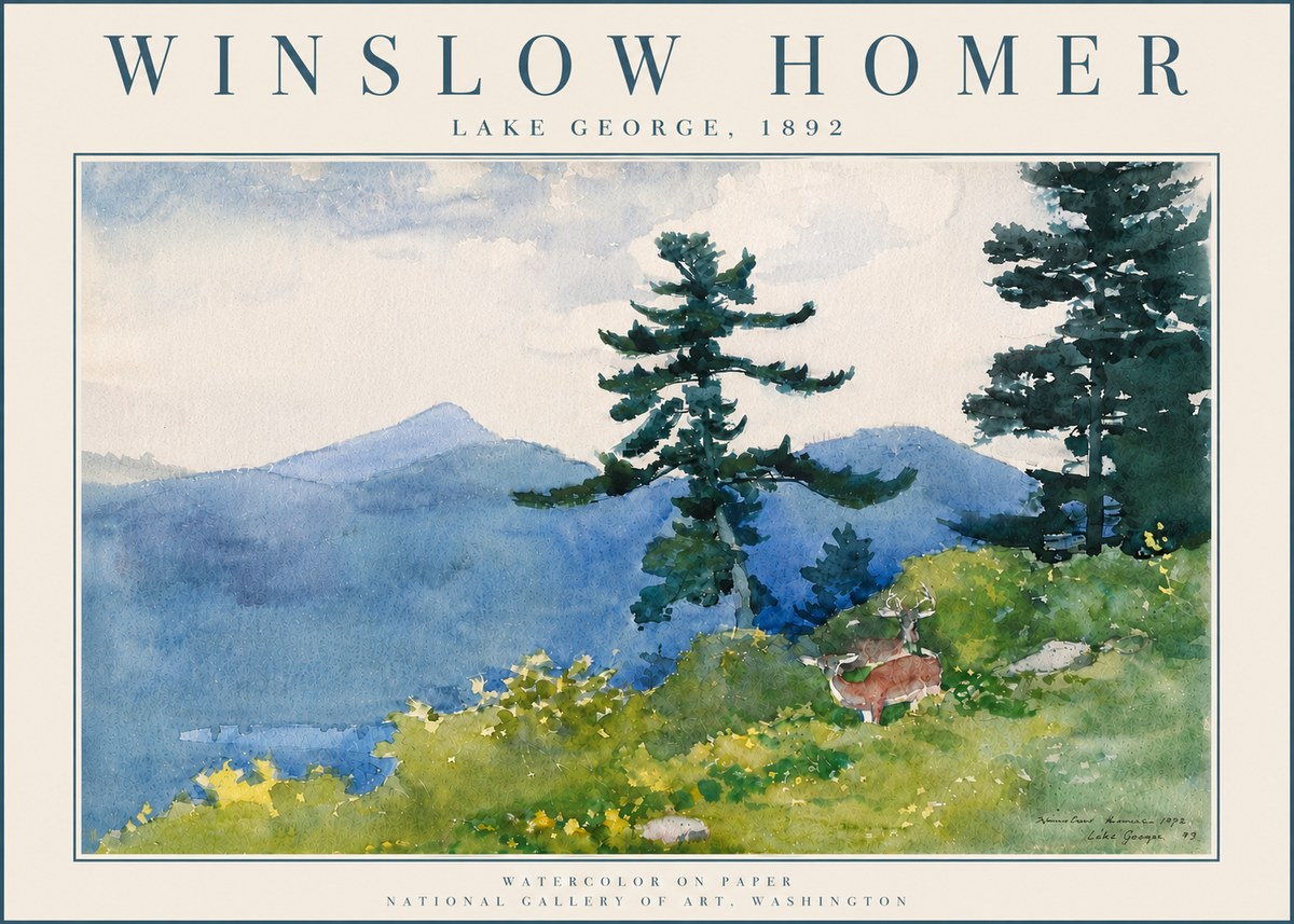 Winslow Homer Lake George, 1892 No6 - Plakát