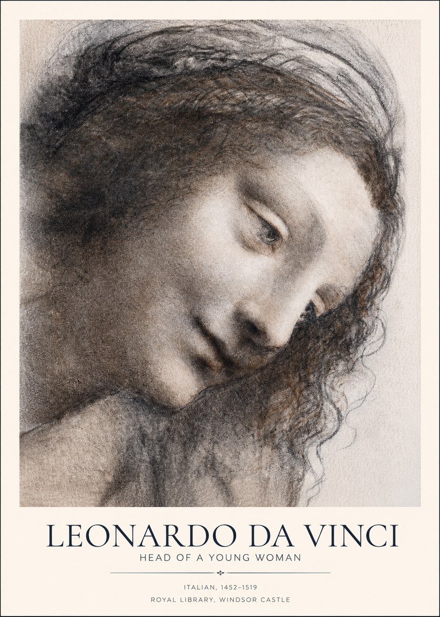 Leonardo da Vinci Head of a Young Woman I No1 - Plakát