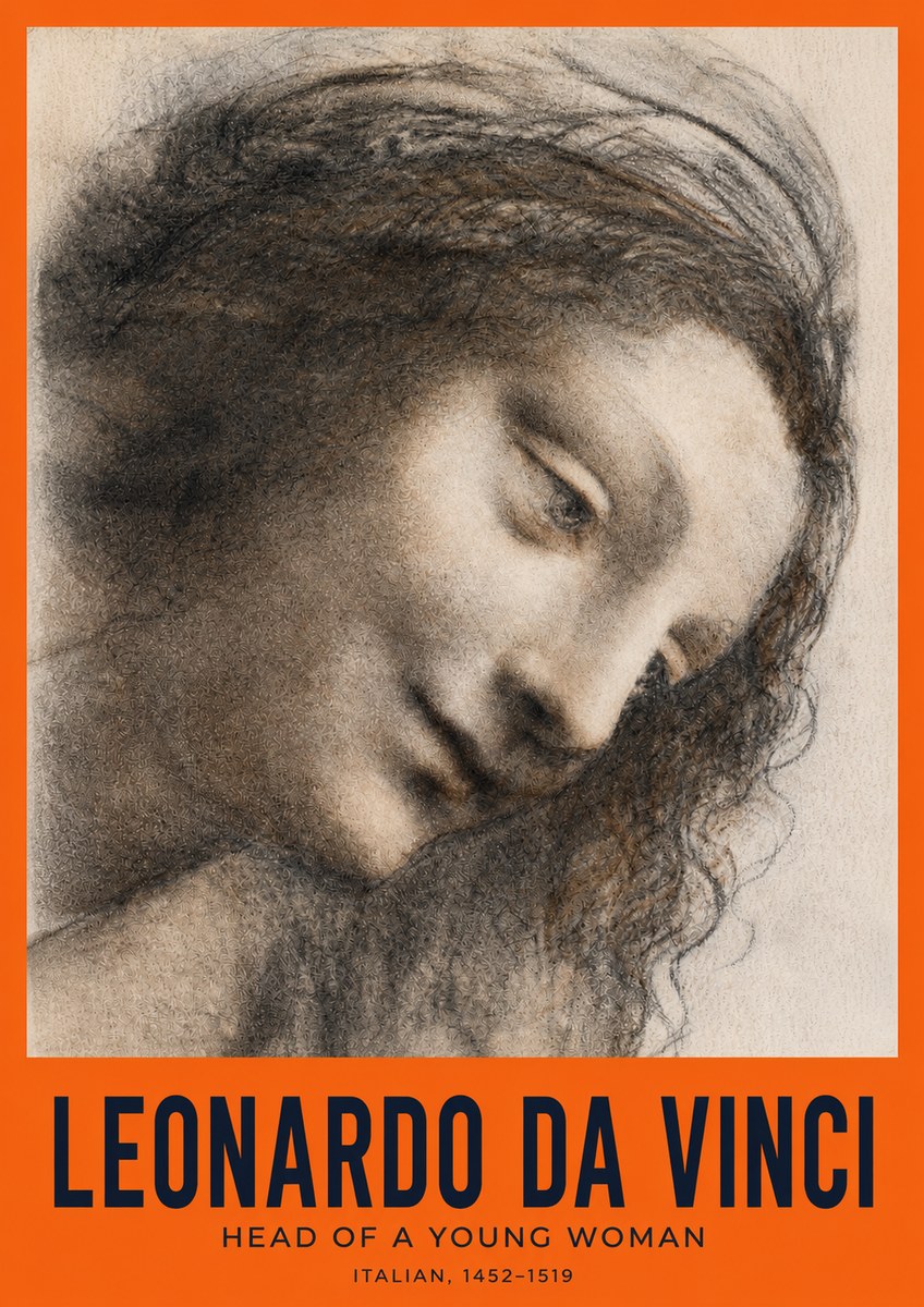 Leonardo da Vinci Head of a Young Woman I No2 - Plakát