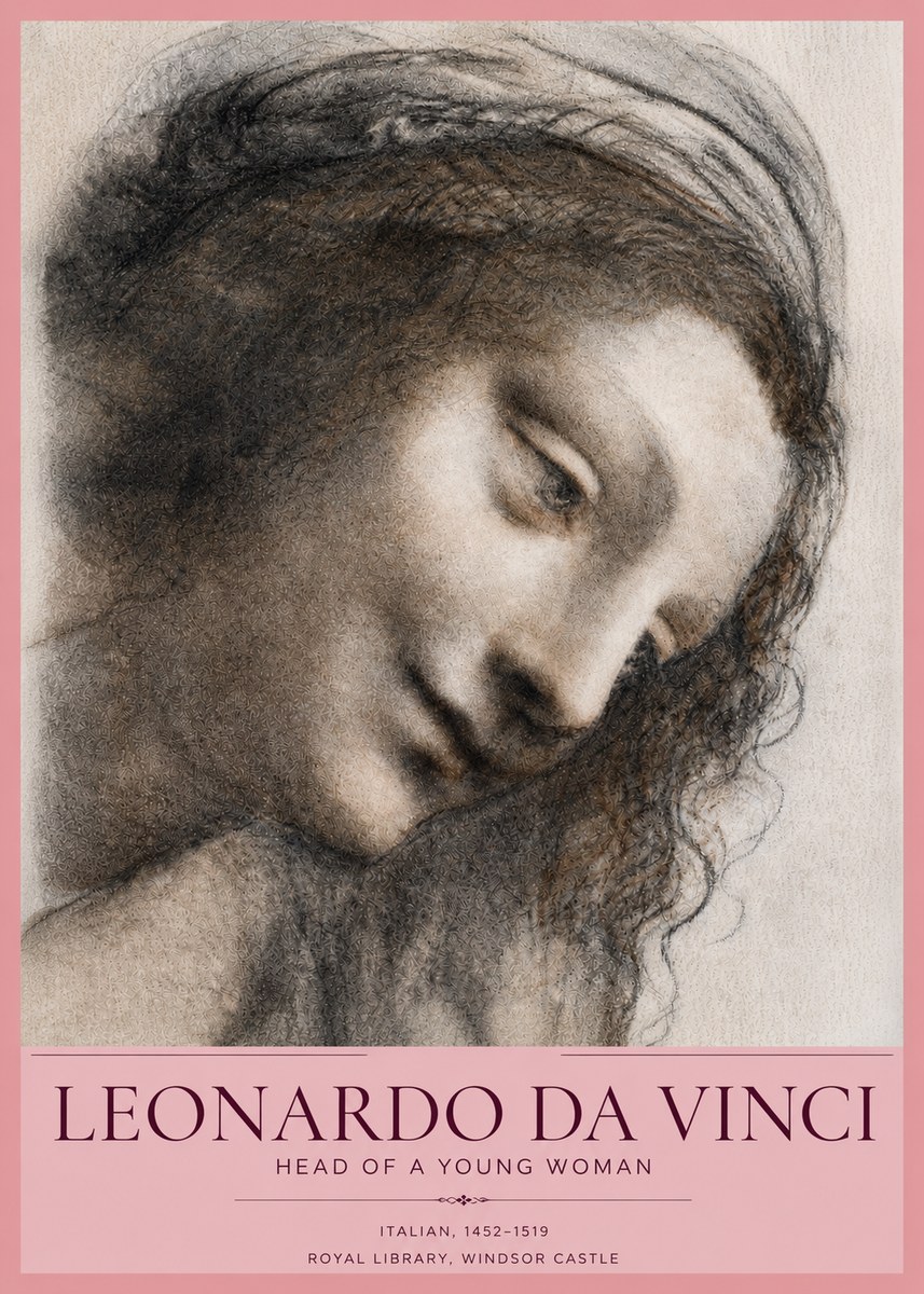 Leonardo da Vinci Head of a Young Woman I No3 - Plakát