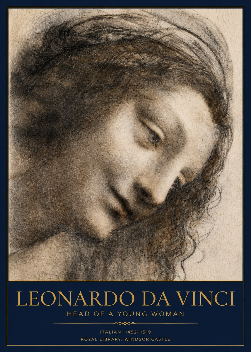 Leonardo da Vinci Head of a Young Woman I No4 - Plakát