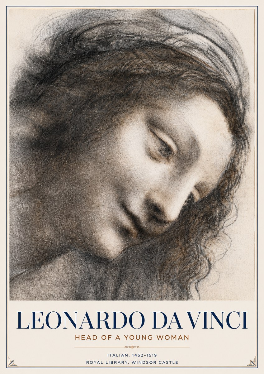 Leonardo da Vinci Head of a Young Woman I No6 - Plakát
