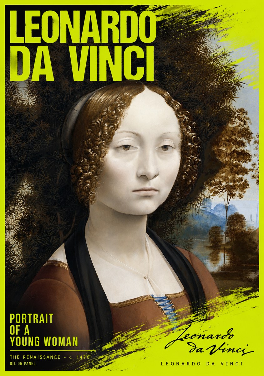 Leonardo da Vinci Portrait of a Young Woman I No2 - Plakát