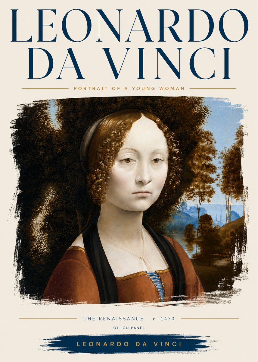 Leonardo da Vinci Portrait of a Young Woman I No6 - Plakát