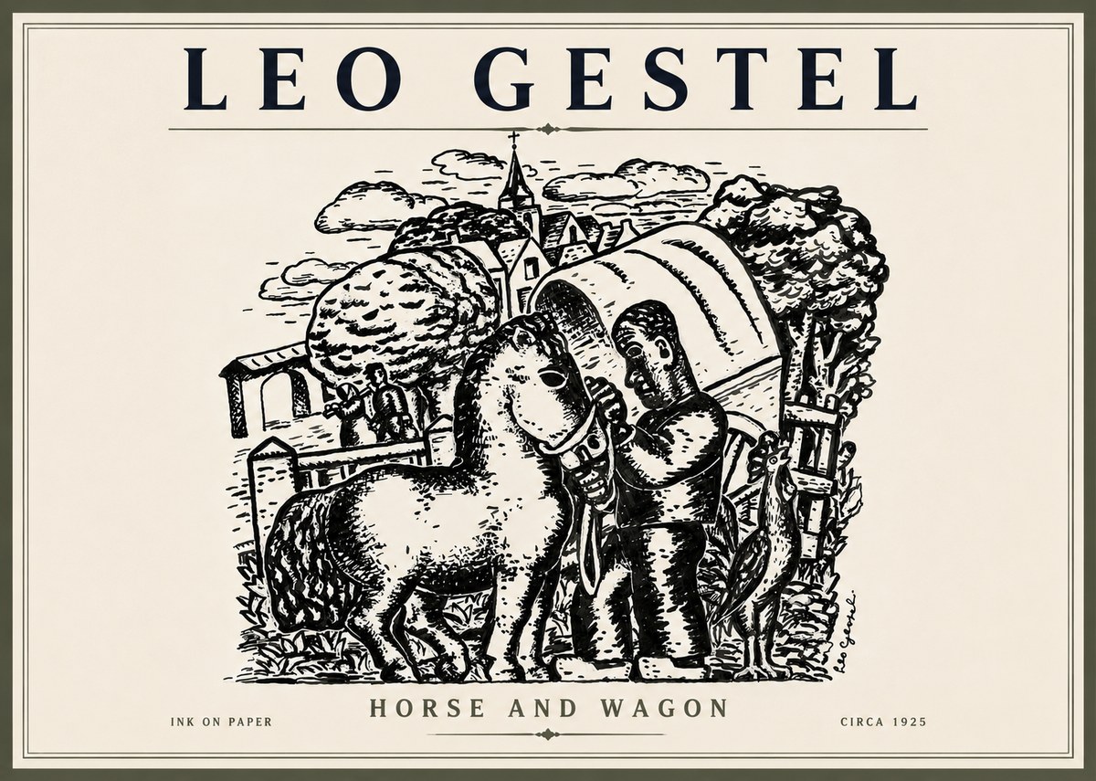 Leo Gestel Horse and Wagon No3 - Plakát