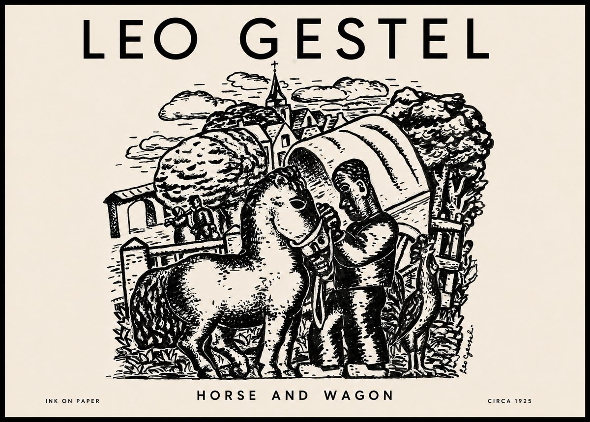 Leo Gestel Horse and Wagon No4 - Plakát