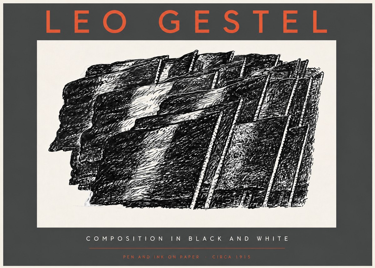 Leo Gestel Composition in Black and White No3 - Plakát