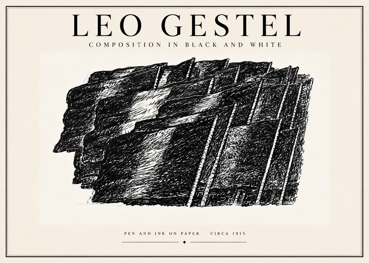 Leo Gestel Composition in Black and White No4 - Plakát