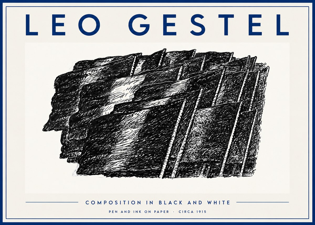 Leo Gestel Composition in Black and White No5 - Plakát