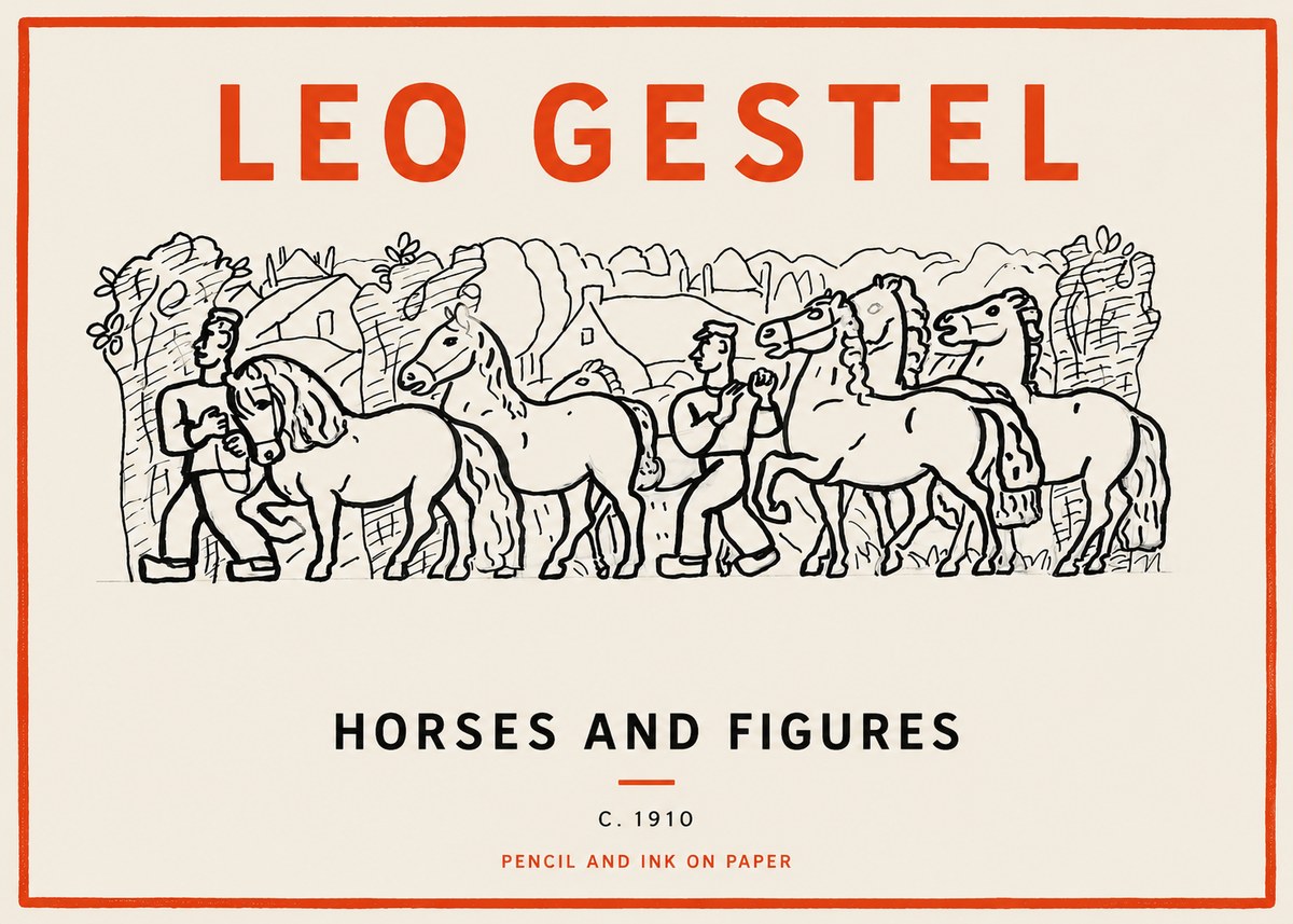 Leo Gestel Horses and Figures No2 - Plakát