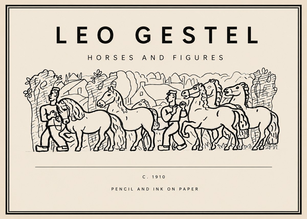Leo Gestel Horses and Figures No3 - Plakát