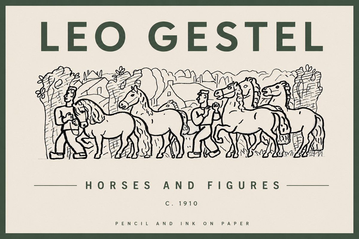 Leo Gestel Horses and Figures No4 - Plakát