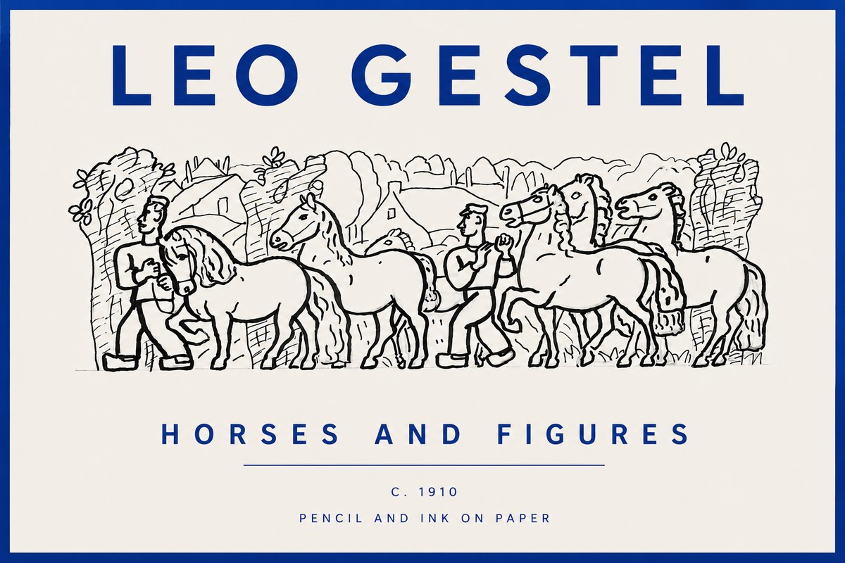 Leo Gestel Horses and Figures No5 - Plakát