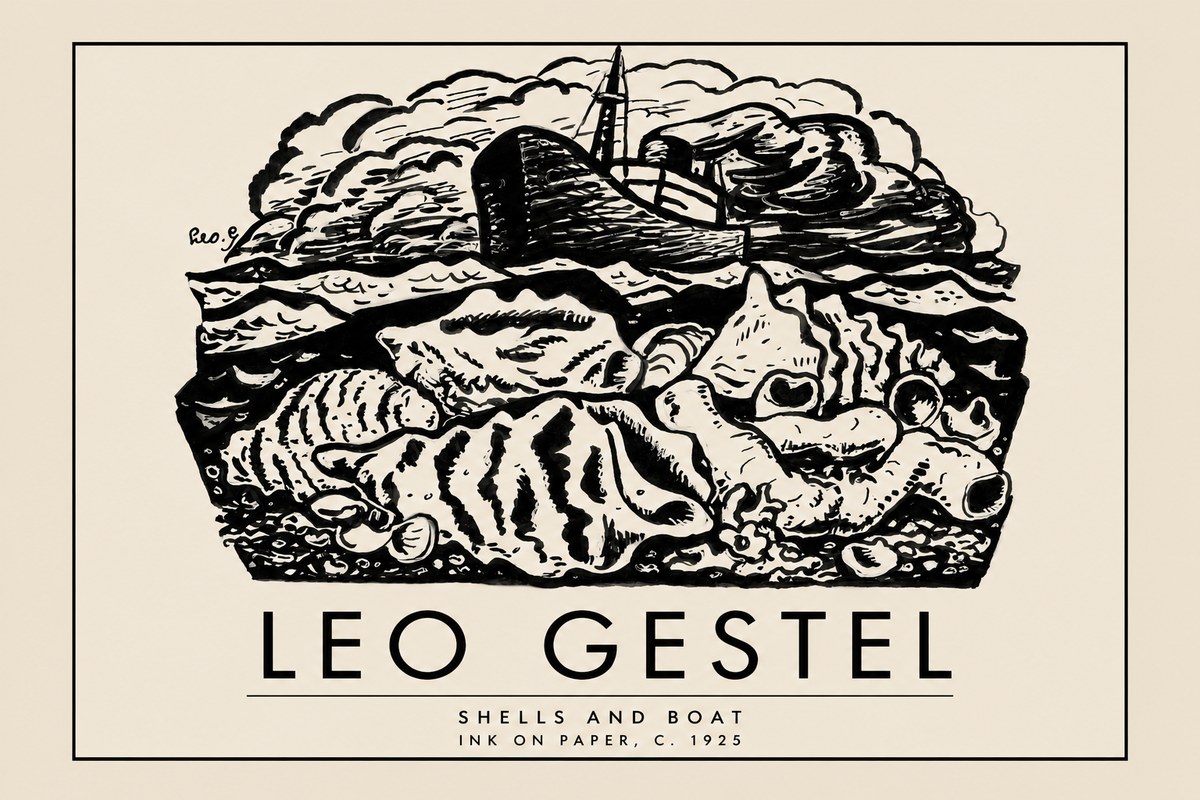 Leo Gestel Shells and Boat No2 - Plakát