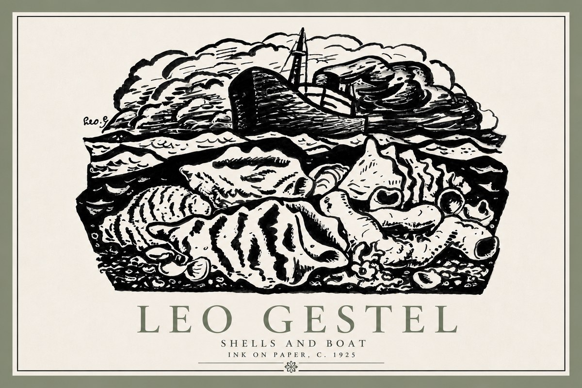Leo Gestel Shells and Boat No6 - Plakát