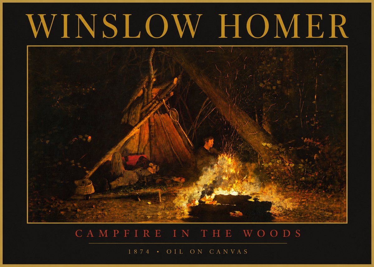 Winslow Homer Campfire in the Woods No2 - Plakát