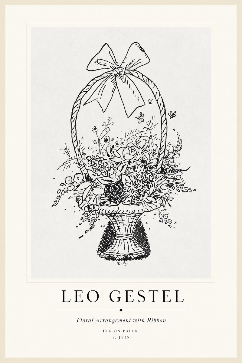 Leo Gestel Floral Arrangement with Ribbon No1 - Plakát