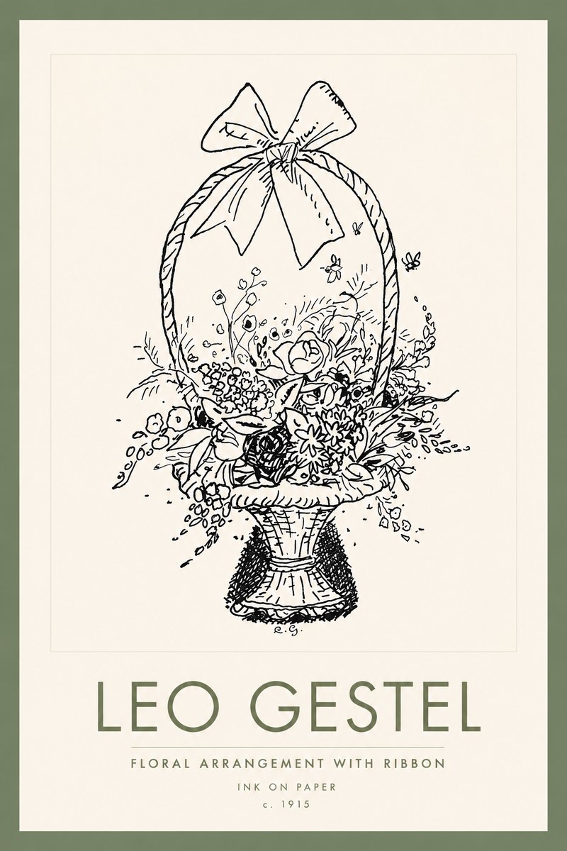 Leo Gestel Floral Arrangement with Ribbon No2 - Plakát