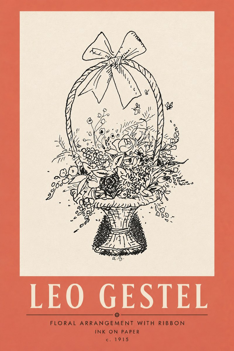 Leo Gestel Floral Arrangement with Ribbon No3 - Plakát