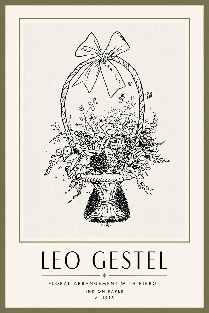 Leo Gestel Floral Arrangement with Ribbon No4 - Plakát