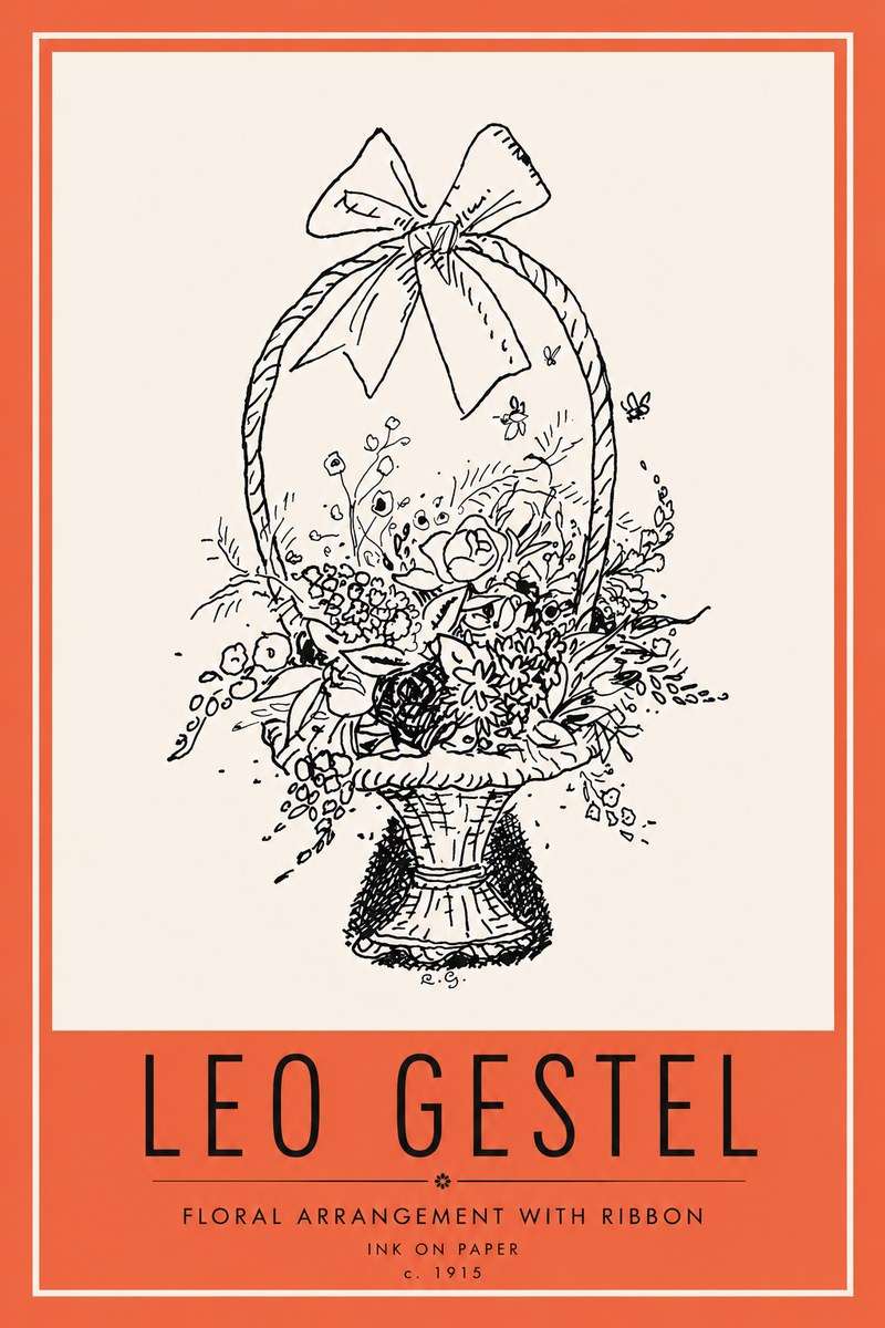 Leo Gestel Floral Arrangement with Ribbon No6 - Plakát