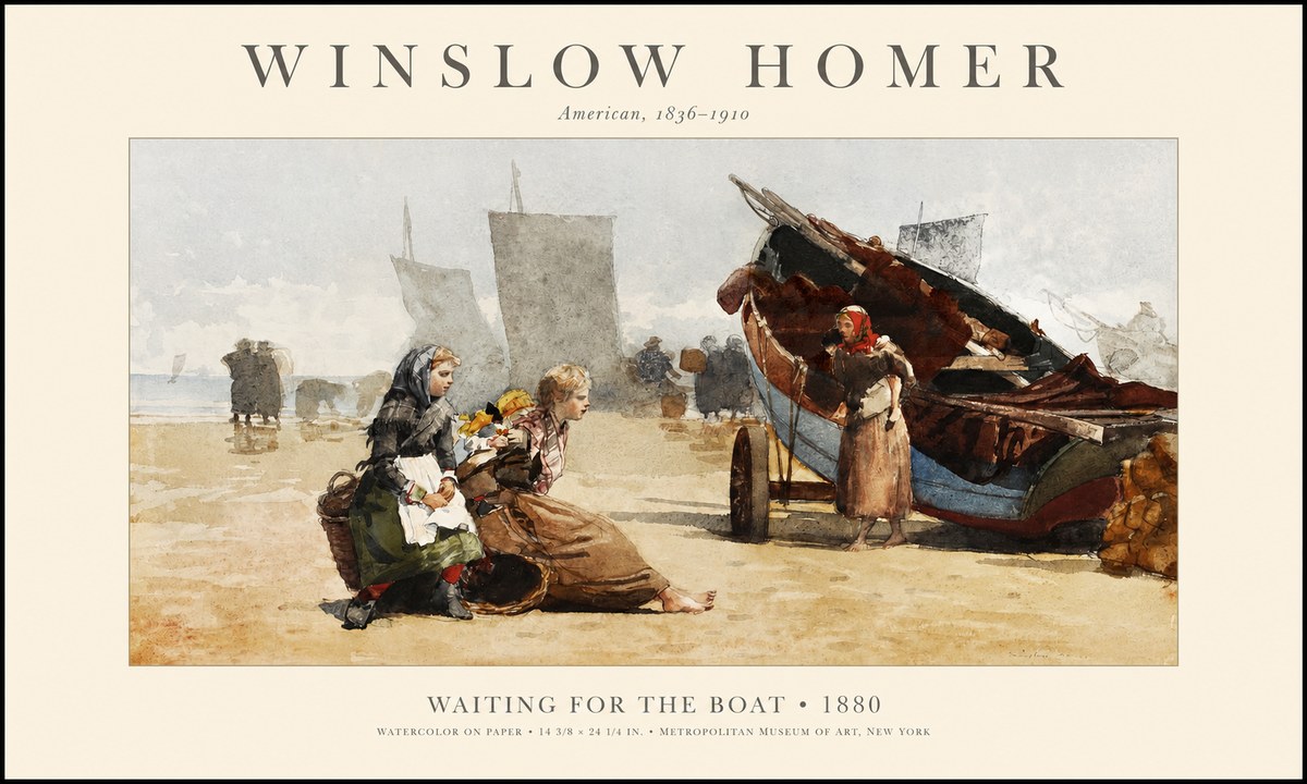Winslow Homer Waiting for the Boat No1 - Plakát